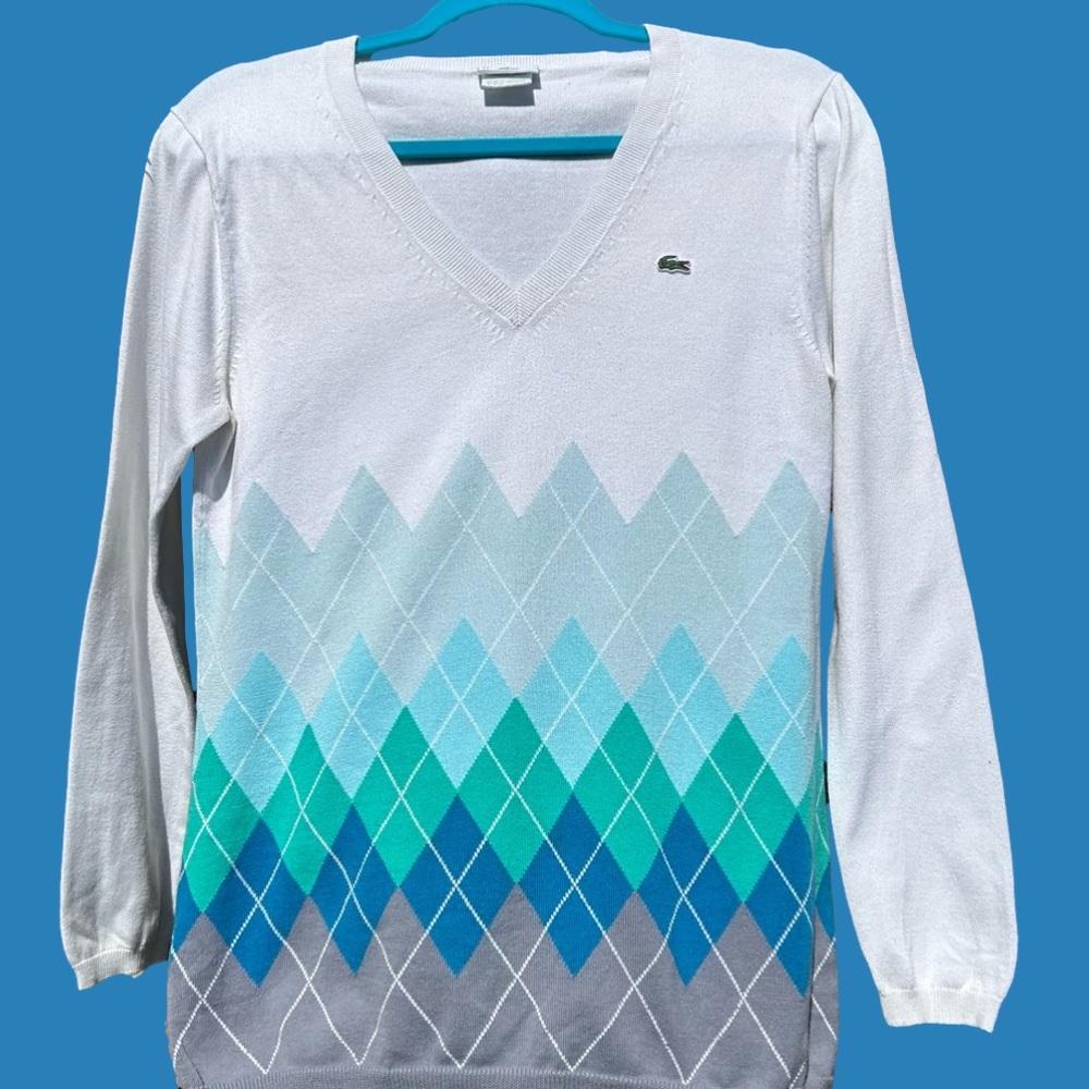Sz44 Izod Lacoste multi-color argyle sweater-See measurements for sizing details